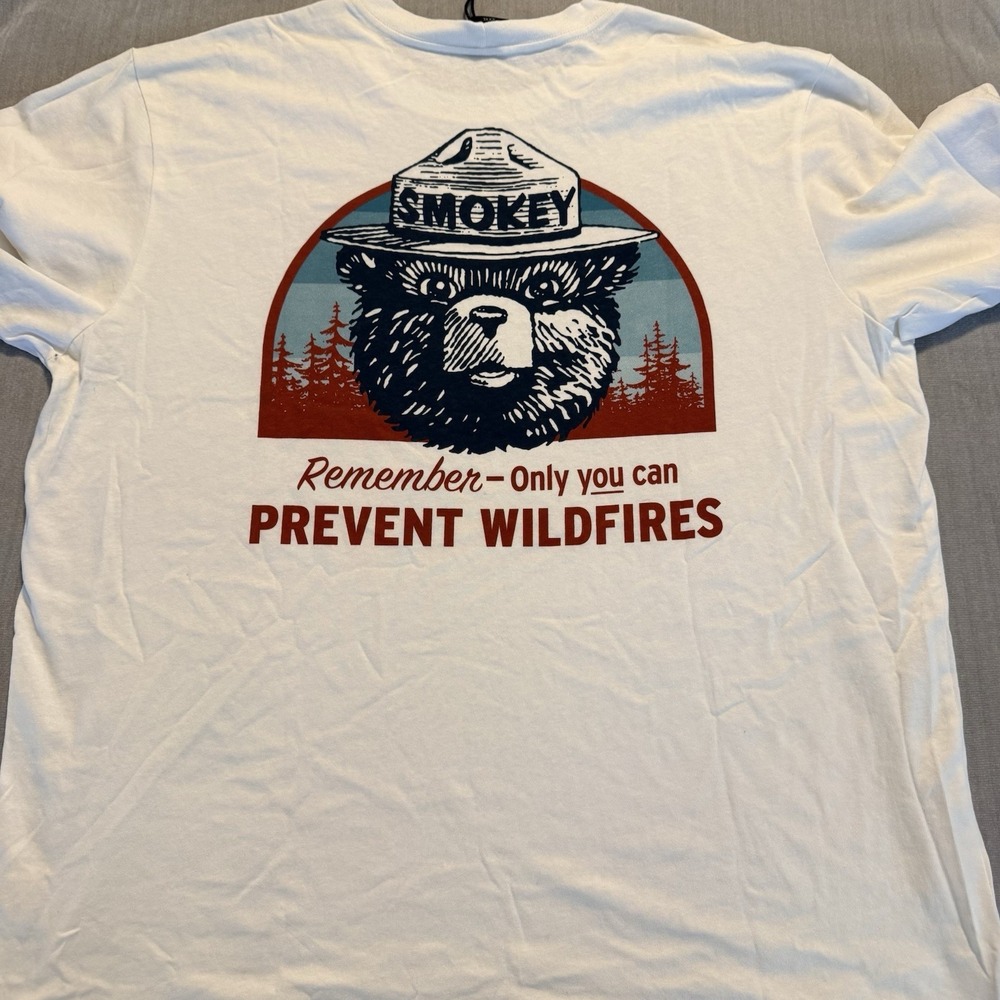 Filson Smokey Bear Wildfire Graphic T Shirt XXXL NWT Made USA White Tee